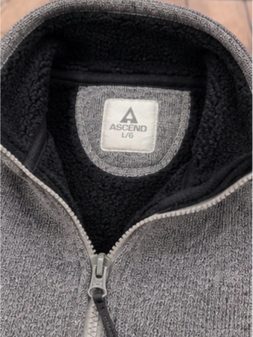 Ascend Sherpa Fleece Vest Men’s Large Gray Full Zip Outdoor Hiking